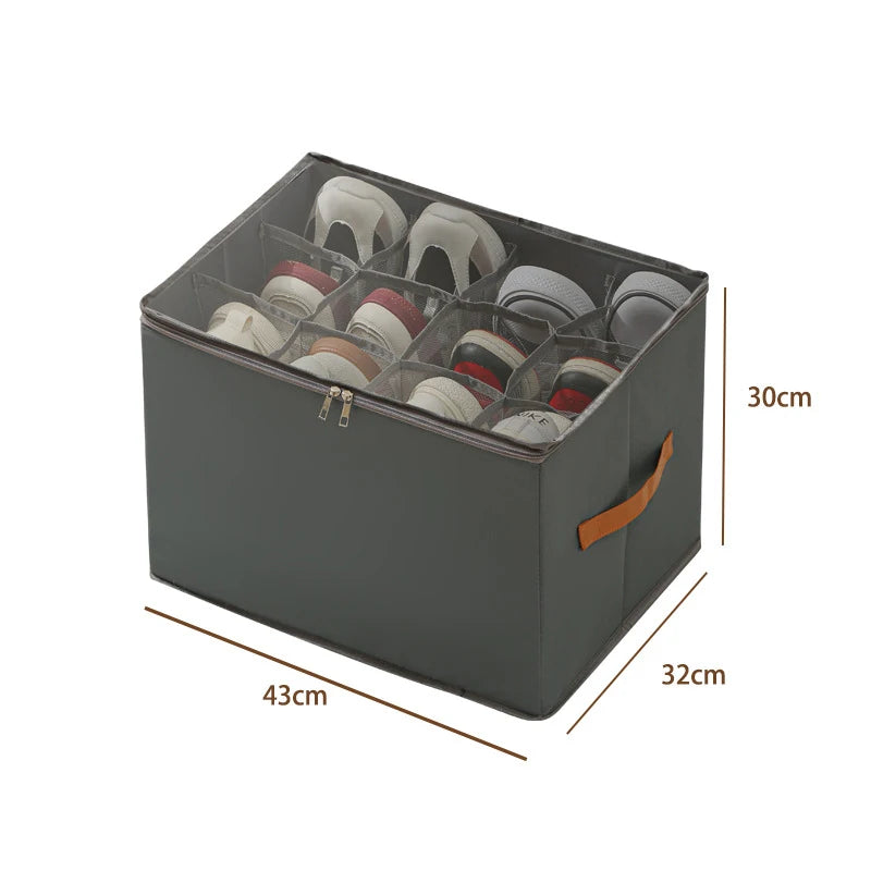 1pc Multiple Lattices Shoes Storage Box Foldable Separated Shoes Box Large Capacity With Handle Shoe Dispenser Shoes Organizer