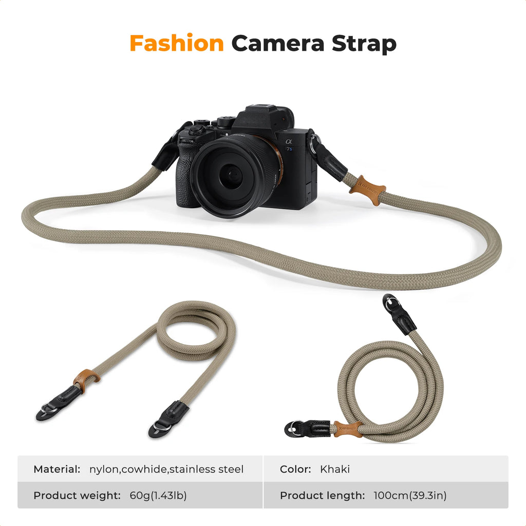 K&F CONCEPT Camera Neck Strap 100cm Nylon Round Neck Shoulder Camera Sling Strap For Canon Sony DSLR SLR Mirrorless Camera Rope