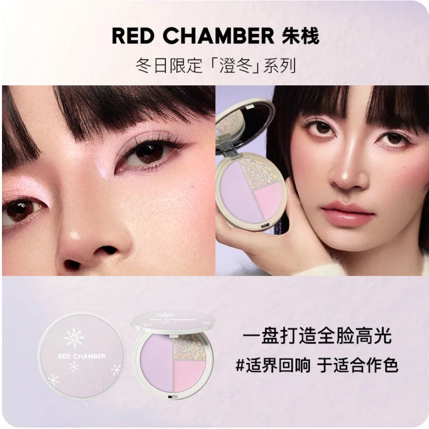 RED CHAMBER TRI COLOR MULTI-PURPOSE HIGHLIGHTER Palette Natural Brightening One Palette Multi-Purpose 7.5g Makeup