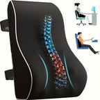 Memory Foam Lumbar Support Back Cushion, Ergonomic Lower Back Pillow, Black