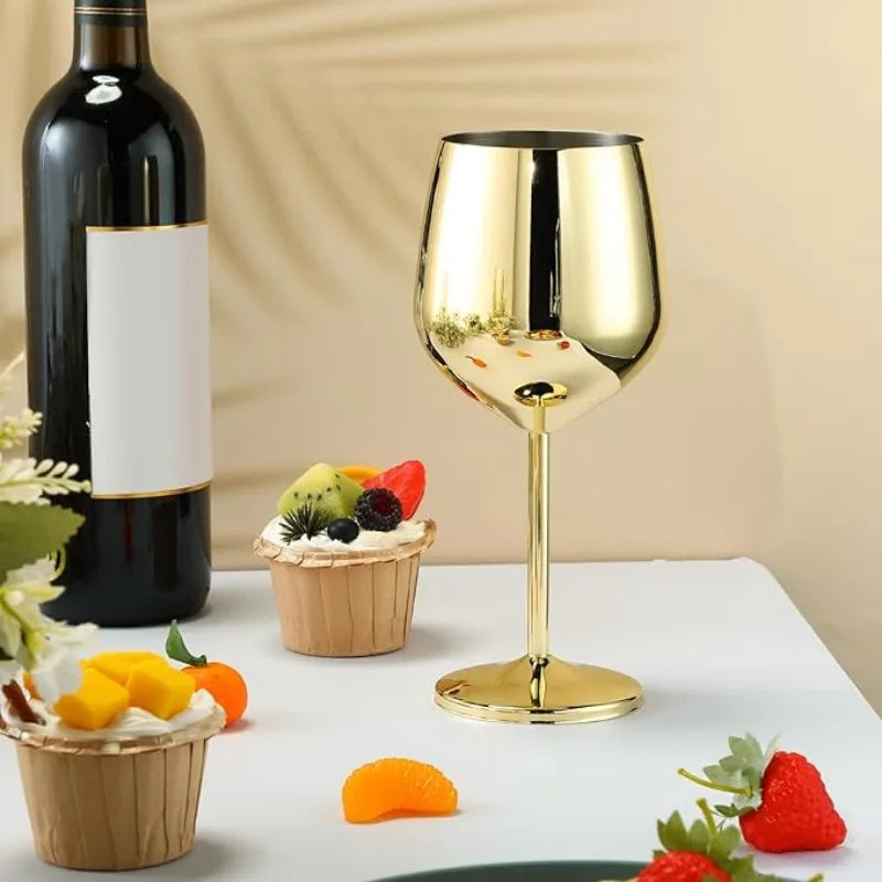 6PCS Stainless Steel Glass Cocktail Creative Metal Wine Glass Bar Restaurant Champagne Red Wine Glass Drinkware Barware Cup