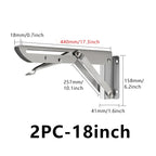 2pcs 8-20inch Stainless Steel Folding Angle Bracket Triangle Shelf Heavy Support Adjustable Wall Mounted Bench SilverWhite Black