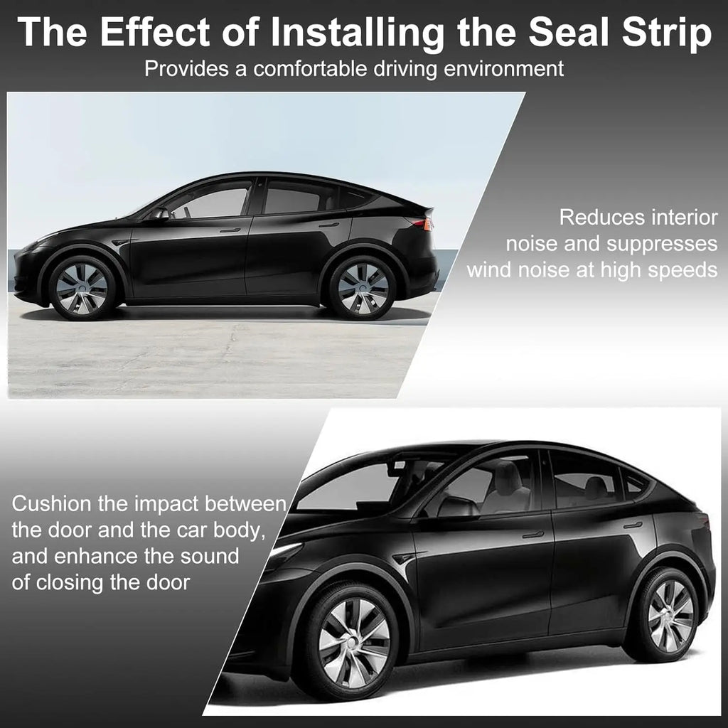 Soundproof Sealling Strips For Tesla Model 3/Y/X/S  (2019-2024) Door Seal Kit Soundproof Rubber Weather Draft Strip Wind Noise R