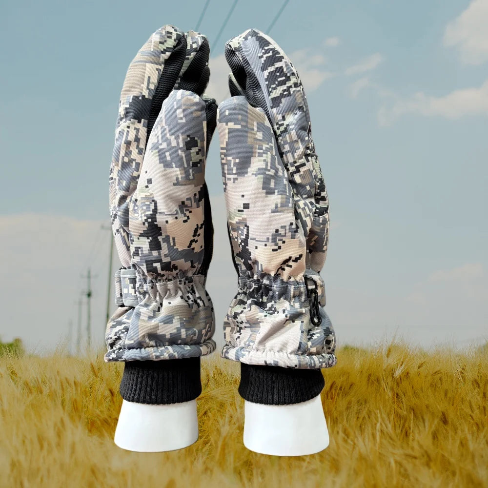 Men's waterproof, windproof, three-in-one film-coated fabric, operating phones, insulated camouflage cold-weather hunting glove