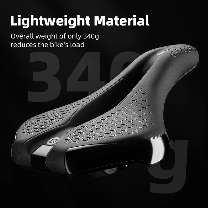 ROCKBROS Bicycle Saddle Hollow Breathable Shockproof Cycling Seat PU Non-Slip Leather Cushion Lightweight MTB Road Saddles