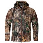 Men's Silent Camouflage Hunting Jacket Soft Shell Outdoor Hiking Fishing Hooded Coat Waterproof Fleece Tactical Jackets