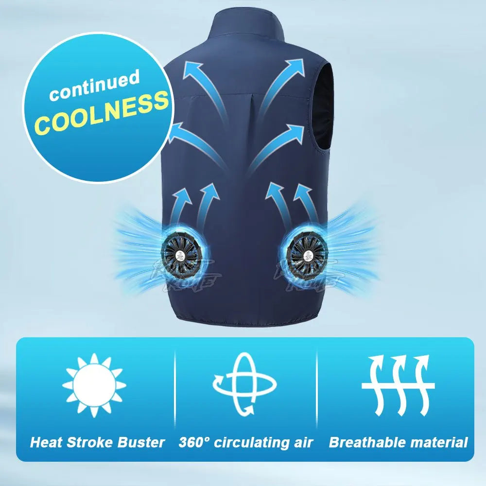 Lightweight Outdoor Work Cooling Vest - Men's 3-Speed 9-Blade Fan System for Camping, Fishing, Construction & Heat Relief
