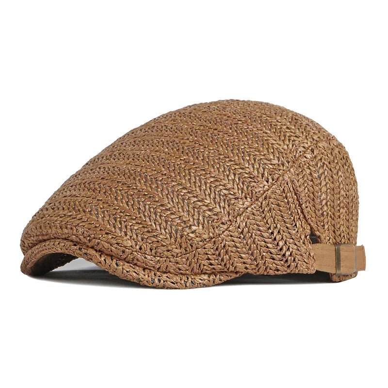 Summer Beret Hat Men Full Mesh Herringbone Cap Breathable Peaked Ivy Cap For Women Daily Wear Sunshade Cabbie Hat Visor