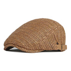 Summer Beret Hat Men Full Mesh Herringbone Cap Breathable Peaked Ivy Cap For Women Daily Wear Sunshade Cabbie Hat Visor