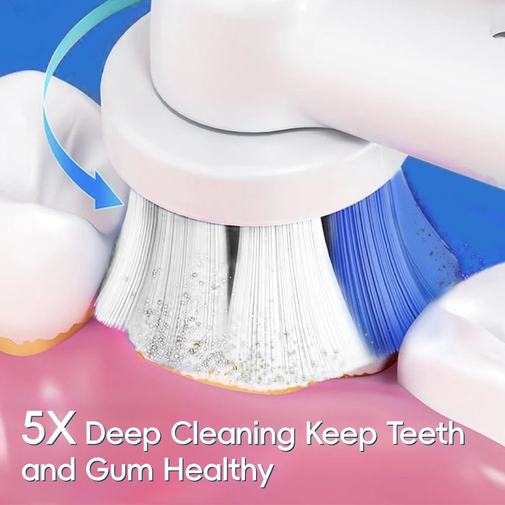 Intelligent Rotating Electric Toothbrush, Rechargeable Rotary Toothbrush Compatible with Oral B Replacement Electric Brush Heads