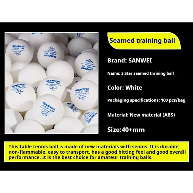 SANWEI TR/RS/3S 3 Star Table Tennis Balls 40+ ABS New Material Seamed Durable Professional Ping Pong Balls Training 50/100pcs