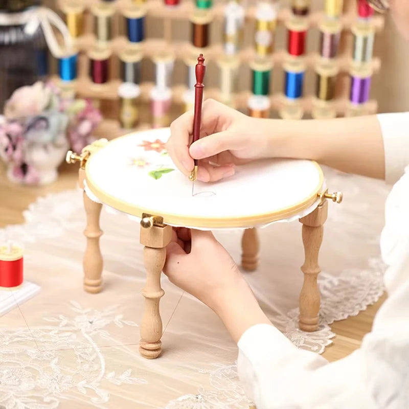 3/4Pcs Adjustable Portable Wooden Embroidery Hoop Stand For Handmade Cross Stitch Hoop Embroidery Ring Frame Embroidery Tools