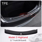 For Tesla New Model 3 Highland 2026-2024 Trunk Threshold Strip TPE Mats Sill Guard Rear Cargo Anti Scratch Protector Accessories