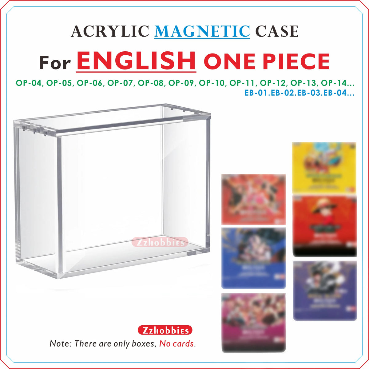 Acrylic Magnetic Display Case For ENGLISH One Piece(COMPATIBLE WITH: OP-4, OP-5, OP-6, OP-7, OP-8... EB-1...)