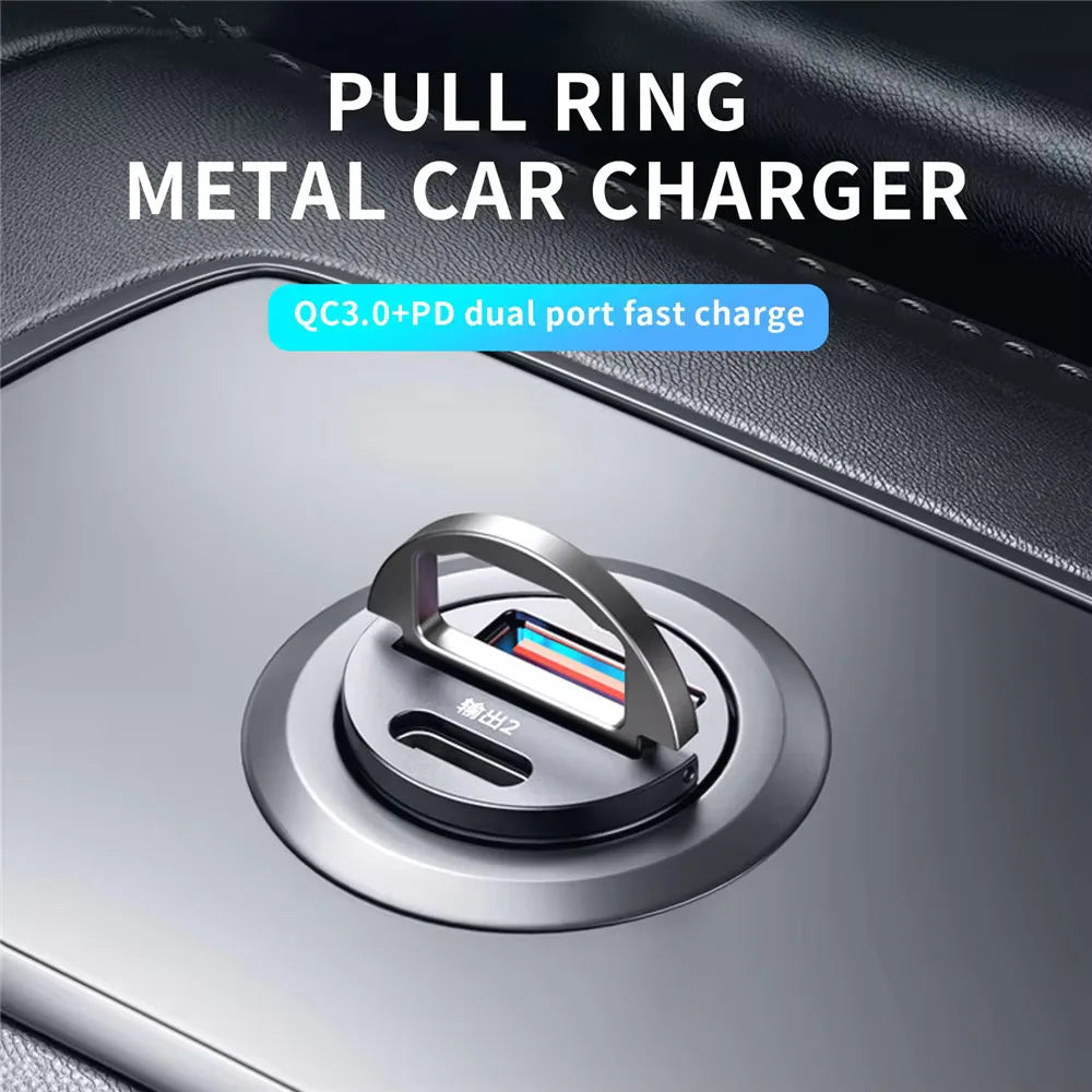 100W/200W QC3.0 PD Mini Car Charger 12-24V Lighter Fast Charging Car USB Type C Charger for Xiaomi Samsung iPhone Power