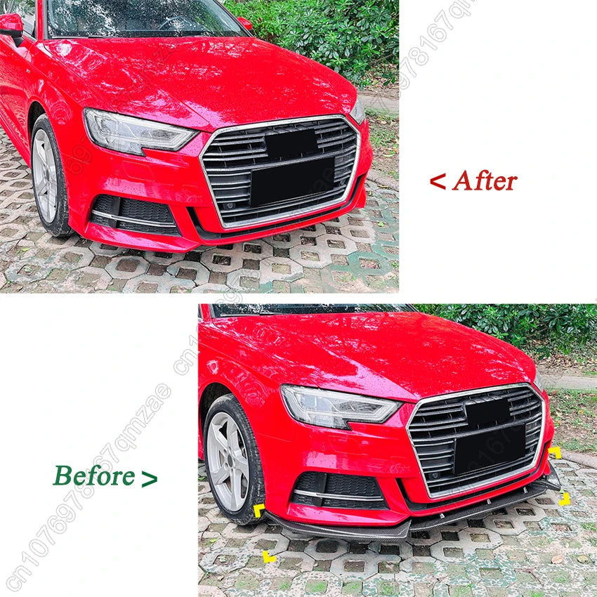 Fit For Audi S3 A3 8V S-line 2017-2020 Saloon / Sportback Maxton Style Front Bumper Lip Spoiler Splitter Diffuser Canards Tuning