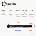 Tropicycle MTB Road Bike Thru Axle Front Fork Shaft Skewers M12x1.0 M12x1.5 12x142/162/174 12x100/110mm Aluminum alloy Bike Axle