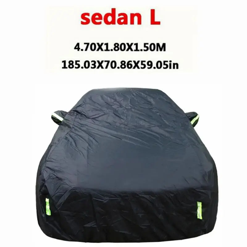 Universal full car cover waterproof UV sun rain snow protection, black, zipper, S-XXL