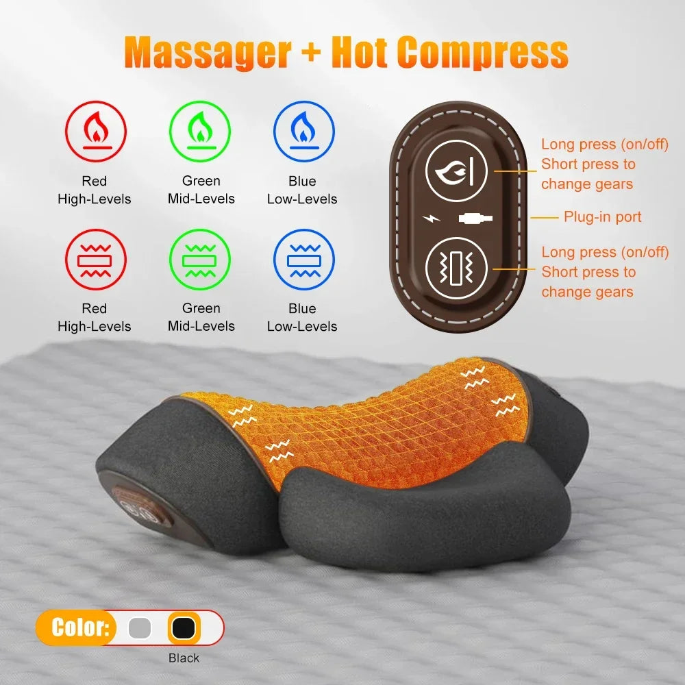 3-in-1 Neck Massager Pillow with Heat, Deep Tissue Shoulder Massage, Traction Styles