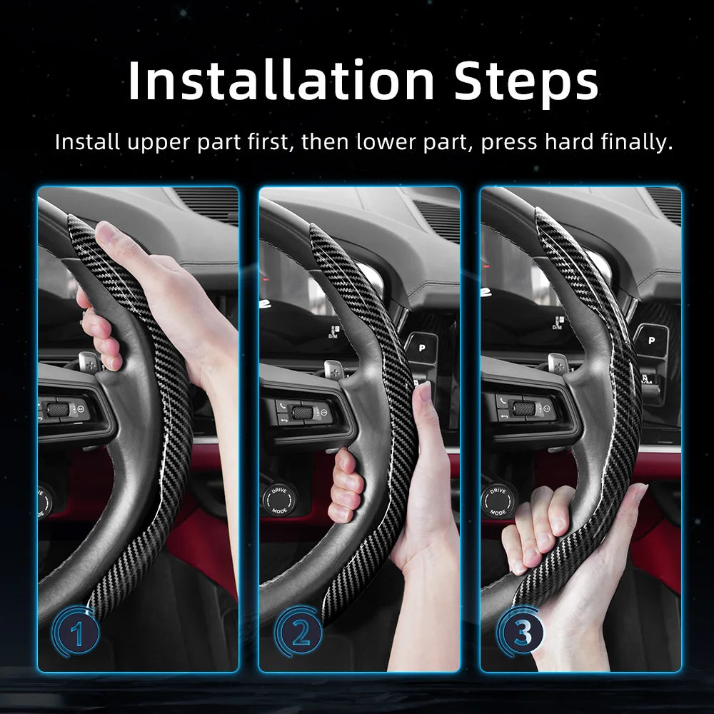 Ram steering wheel cover carbon fiber texture segmented quick-release 2pc/3pc set, colors
