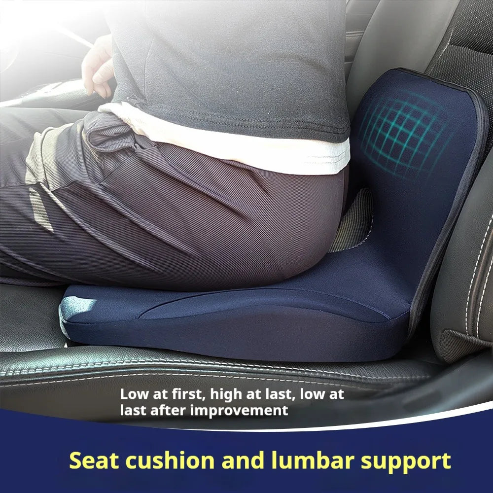 L-Shaped Integrated Office Chair Seat Cushion Memory Foam Seat Cushion Anti-Slip Bottom Pressure-Reducing Hip Waist Support