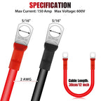 2Pcs Battery Inverter Cable 30cm 12V Copper Auto Battery Cable Waterproof Car Battery Leads  for Truck Motorcycle Solar RV Marin