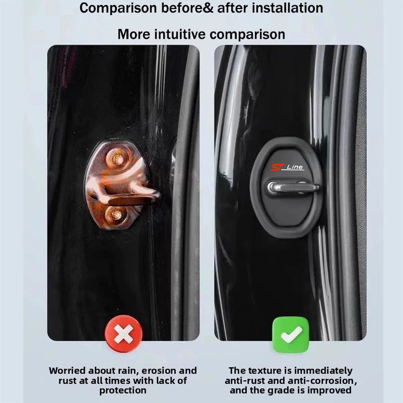 4 pcs Extendable Silicone Car Door Lock Covers Waterproof Rust-proof Protection For ST Line ST MK3 MK5 Puma Fiesta Focus MK4 Car