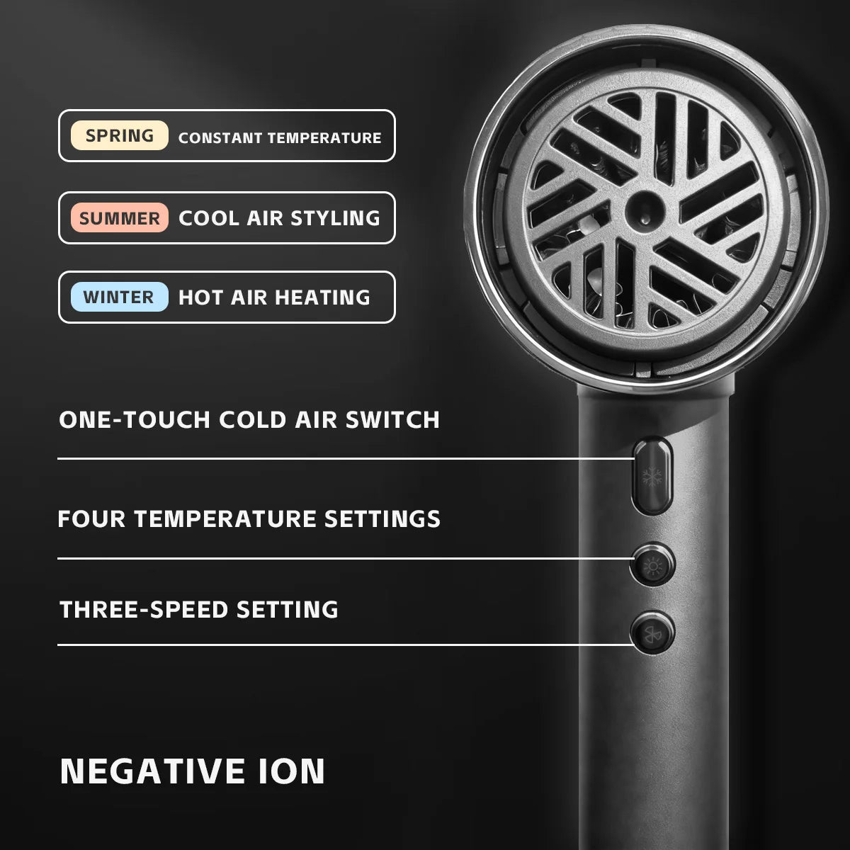 VGR High-Speed Hair Dryer V-401 110000 RPM Brushless Motor Hot/Cold EU Plug