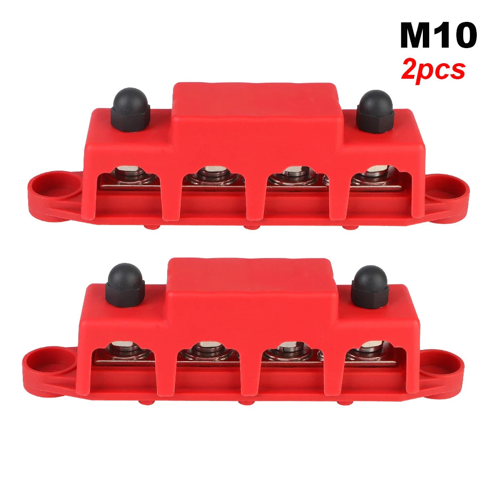 Caravan RV Power Distribution Block 4 Ways 48V 250A DC Bus Bar Electro Junction For Boat Truck Car Accessories M8 M10 Studs