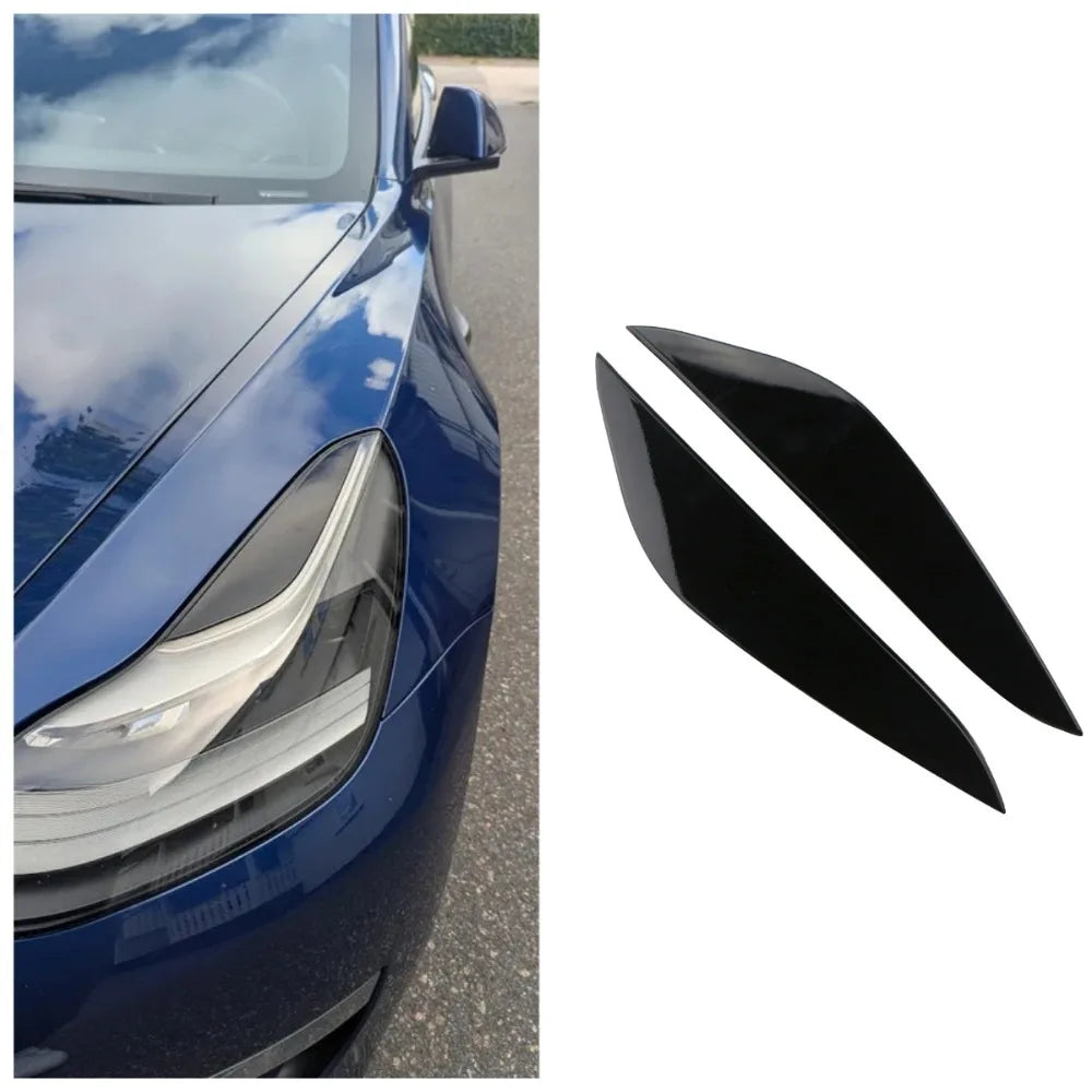 Car Front Headlight Eyebrow Eyelid Lid Trim Lamp Cover Sticker for Tesla Model 3 Model Y 2017-2023 ABS Car Styling Accessories