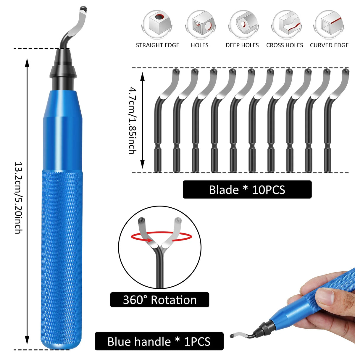 Deburring Tool Kit with 40 Extra HSS Blade Sharp Burr Removal Tool Metal Edge Deburring Hand Tool 3D Printed Edge Deburring Tool