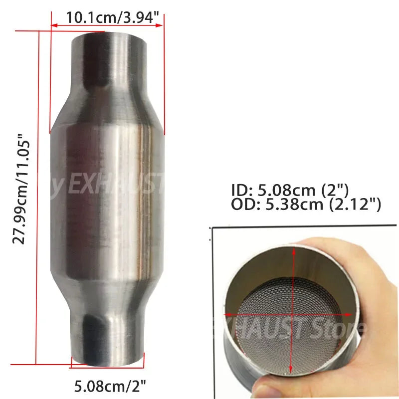 2" /2.25"/2.5"/3" 200 Cell High Flow Metallic-Core Race Catalytic Converter High Performance Sport Catalytic Converter Euro1