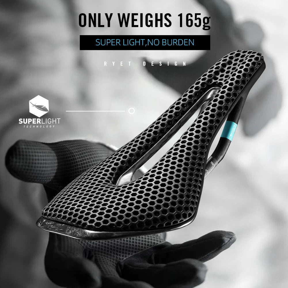 RYET 3D Printed Full Carbon Bicycle Saddle 245*135/145/155mm Bike Saddle for MTB Gravel Road Bike Seat Cushion bicycle parts