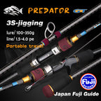 Predator 1.8/1.98m 6.5 feet portable carbon MH power slow jigging rod 3 sections solid tip off shore FUJI rings boat fishing rod