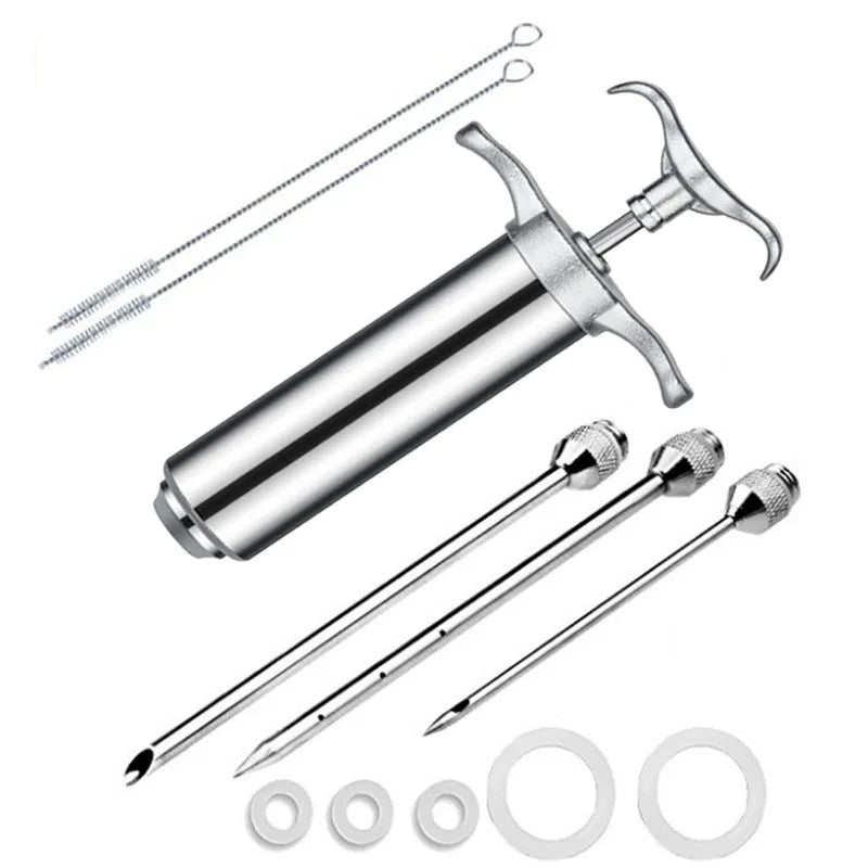 Meat Syringe Marinade Injector Flavor Needle BBQ Pork Steak Meat Sauces Syringes With 3 Stainless Steel Needles Kitchen Tools