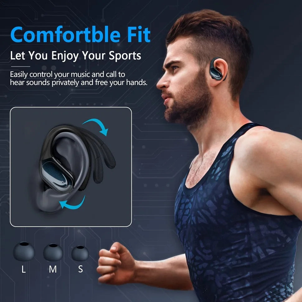 75Hrs Bluetooth 5.3 Earphones IP7 Waterproof Wireless Headphones with ENC Noise Cancelling Mic Deep Bass For Sports Workout Gym