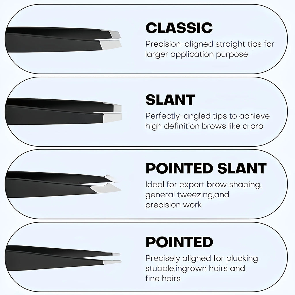 6pcs Professional Stainless Steel Precision Tweezers & Scissors Suitable for Eyebrow Trimming Facial Hair Removal Tool Gifts