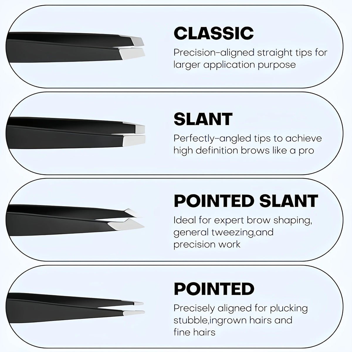 6pcs Professional Stainless Steel Precision Tweezers & Scissors Suitable for Eyebrow Trimming Facial Hair Removal Tool Gifts