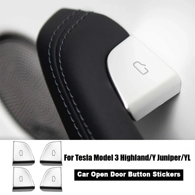 For Tesla Model 3 Highland Model Y Juniper/ModelYL 2025 2026 Car Open Door Button Stickers Handle Cover Interior Protection Trim