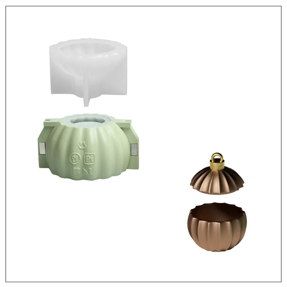 Christmas Bauble Candle Jar Silicone Mold, Reusable for Concrete Jesmonite Cement, Large/Small