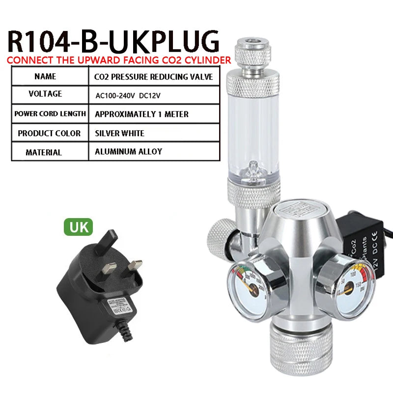 Aquarium CO2 regulator Dual meter solenoid valve Bubble meter  CO2 steel cylinder Reaction system CO2 pressure reducing valve