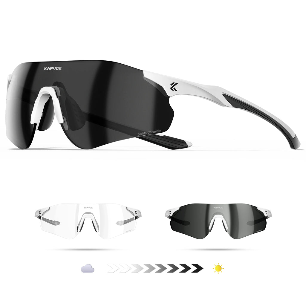 Kapvoe New Cycling Photochromic Glasses Men Women Road Bicycle Sunglasses UV400 Sports Riding Eyewear Outdoor Running Goggles