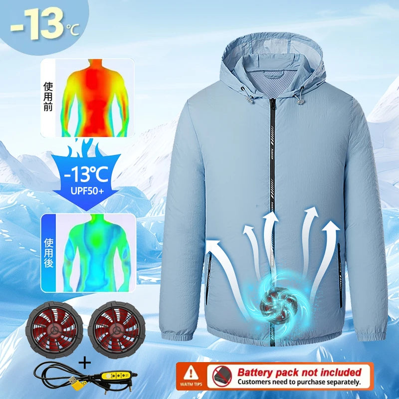 Outdoor air conditioning clothing - Men's summer lightweight model wearable electric fan cooling and heat protection jacket - Fi