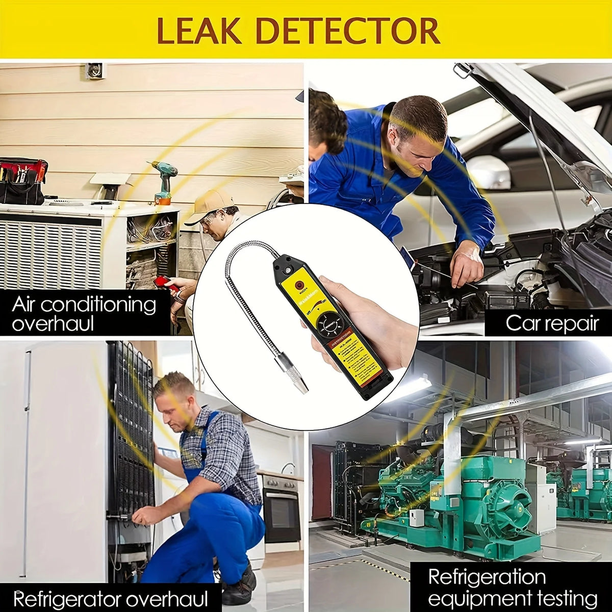 Refrigerant Halogen Leak Detector Air Conditioning R134 R410A R22 Air Gas Hvac Tool with Indicator Light, Led Light Source Hvac Refrigerant Leak Detector, Suitable for R134A R410A R1234Yf Cfcs Hcfcs Hfcs Hfos