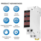18MM Din Rail Mount Single Three Phase Voltage Meter AC 80-500V Modular Voltmeter Gauge Indicator LED Digital Display Detector