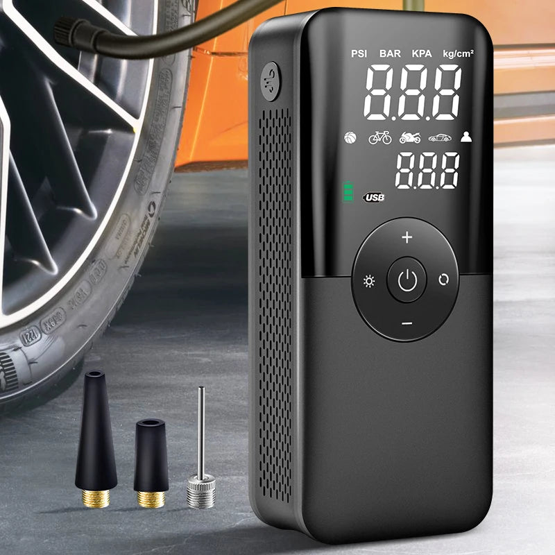 CARSUN Rechargeable Tire Inflator Air Pump, Cordless Digital Portable Compressor, Black