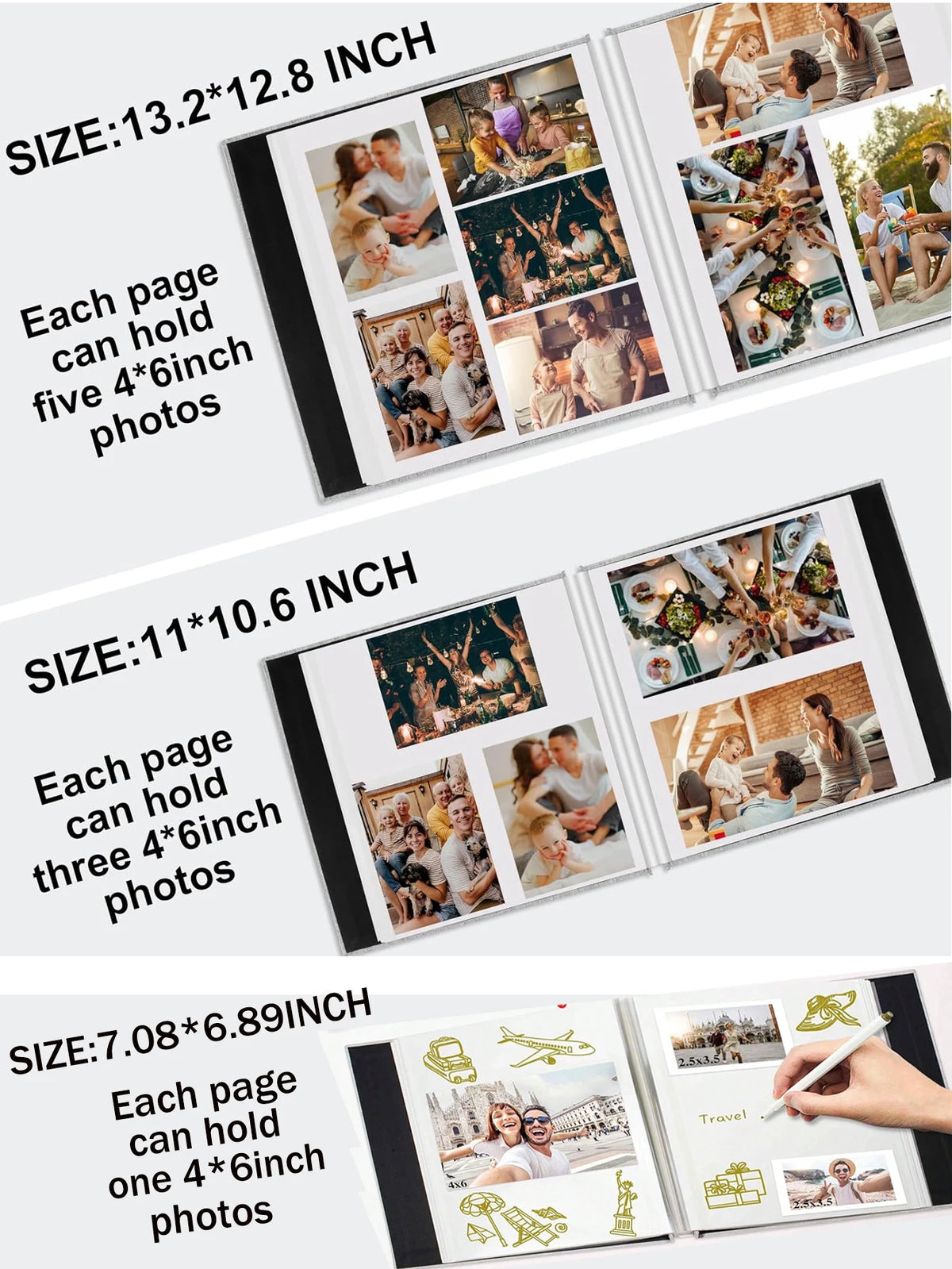 1pc Linen Photo Album Self Adhesive Scrapbook Album for 2x3 4x6 5x7 8x10 Pictures DIY Photo Book Birthday Gifts for Women Mom