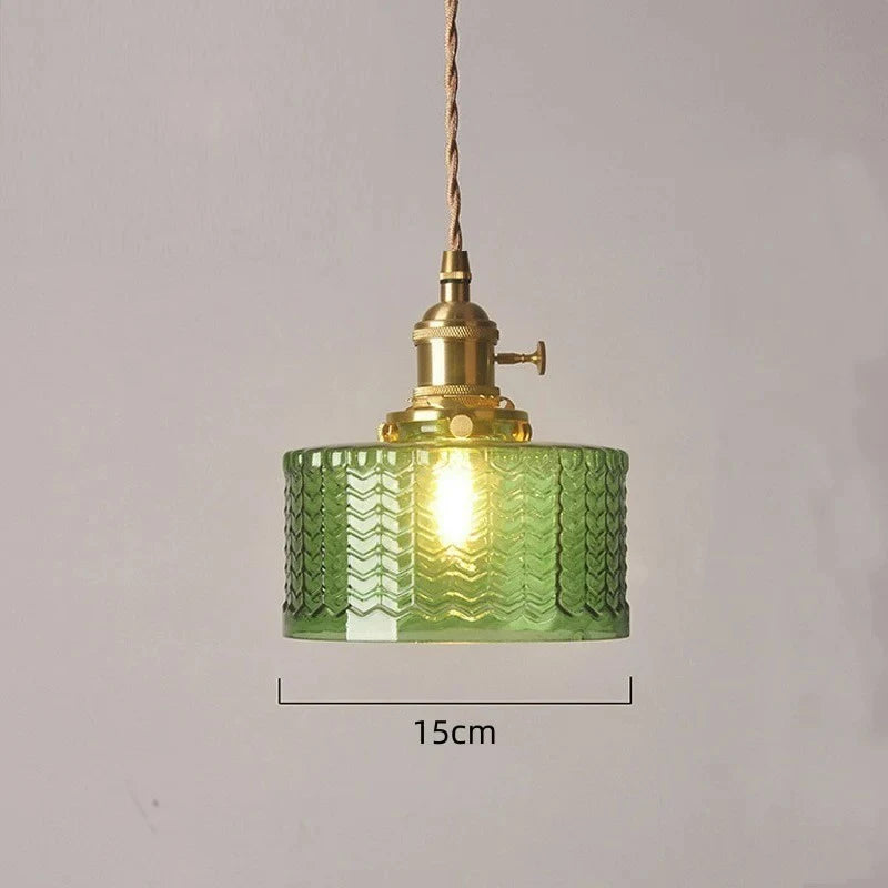 Nordic glass pendant light, green or clear, 15-25cm shade, LED 4W optional