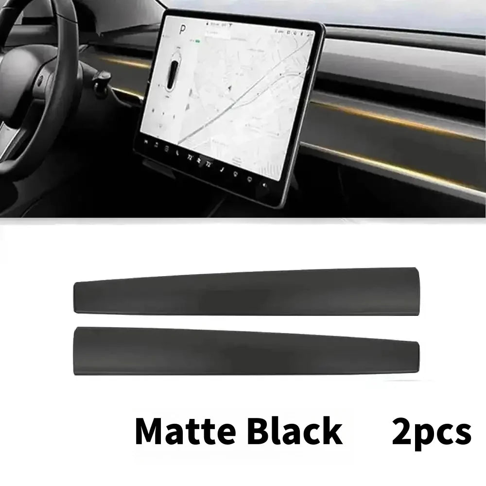 Car Dashboard Cover For Tesla Model 3 Y Door Dash Trim Panel Carbon Fibre ABS Interior Accessories Sticker 2021-2024 New