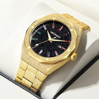 Men's Quartz Wristwatch with Date and Luminous Hands, Gold/Rose/Silver